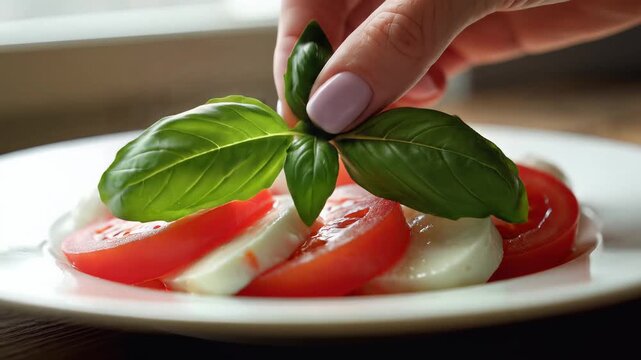 Preparing Fresh Caprese Salad