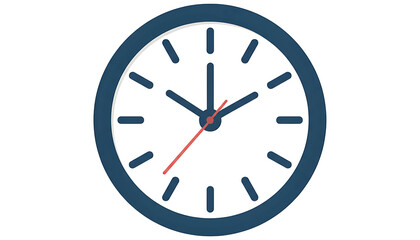 Analog clock with red second hand time watch isolated on a transparent background