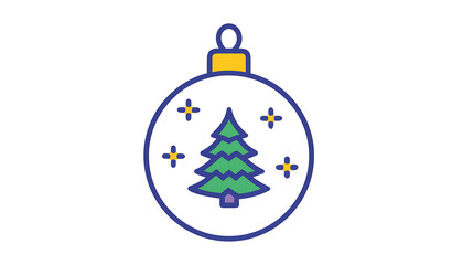 Christmas tree ornament with snowflakes holiday isolated on a transparent background