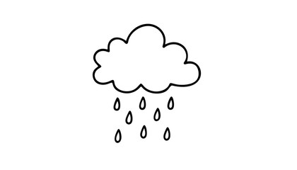 Black rain cloud with raindrops weather isolated on a transparent background