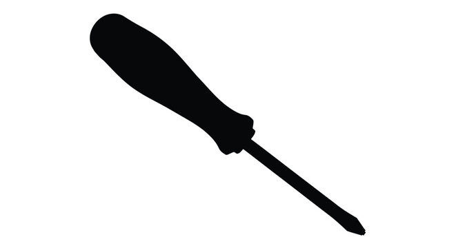 A black silhouette of a flathead screwdriver against a white background