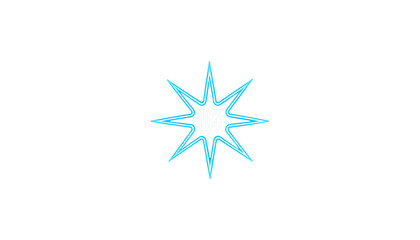 Obraz premium Dynamic light blue eight-pointed star icon or graphic element symbolizing sparkle, shine, energy, and light, ideal for vibrant digital designs and visual accents