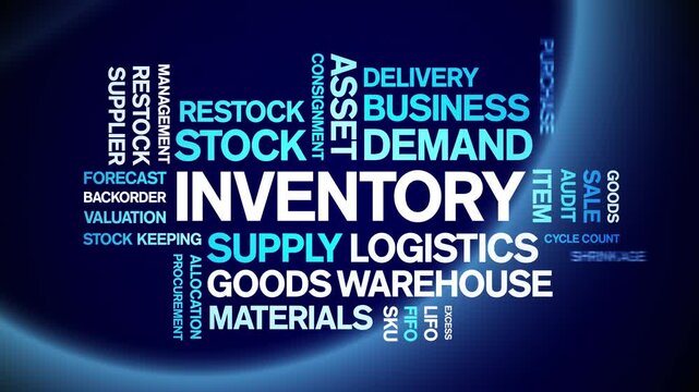 inventory animated word cloud-text design animation tag kinetic typography seamless loop.
