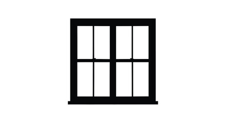 Black window frame with eight panes a stark graphic silhouette