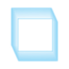 Fototapeta premium A glowing blue square frame with a black center representing a digital interface element isolated on transparent background