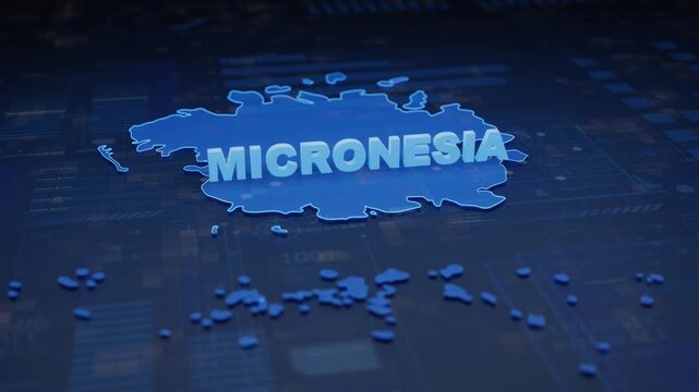 Micronesia Map Futuristic Digital Background