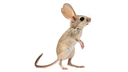 Small rodent with big ears stands upright isolated on transparent background cut out © Ivan