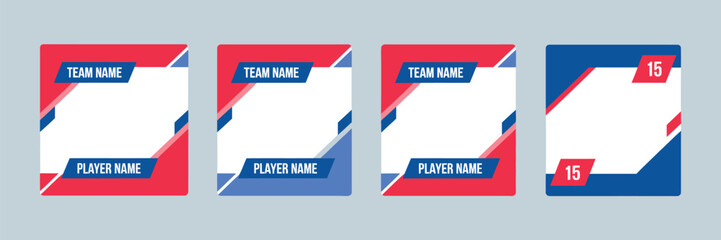 Sport trading card template with isolated 3D vector design, customizable cards featuring athlete or team name text areas and photo placeholders for collectible sports games, fan trading and player col © BROZEEX