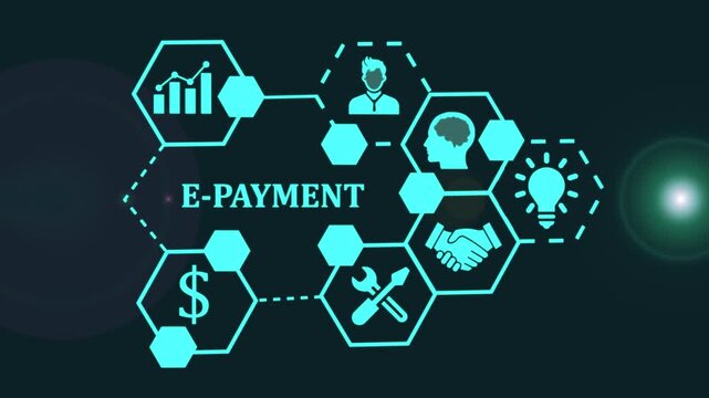Digital E- Payment Concept with Hexagonal Network of Business Icons and Dollar Sign e-payment digital payment