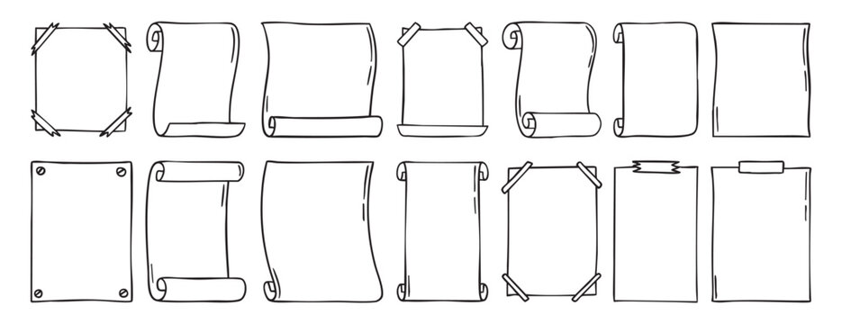 Notepad frame set hand drawn doodle empty collection 