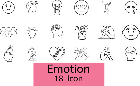 Emotion icons set with various facial expressions