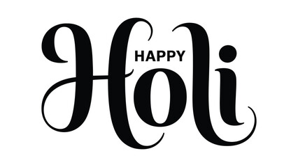 Happy Holi stylish serif typography design in bold black lettering isolated on white background, elegant indian spring festival greeting banner template  © VectorCraze