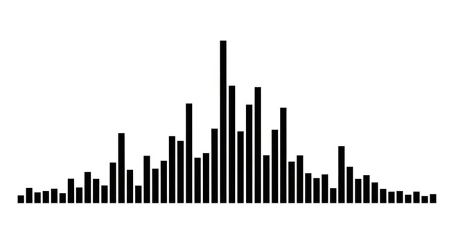 A graphical representation of a bar graph or histogram on a plain background from a straightforward viewpoint