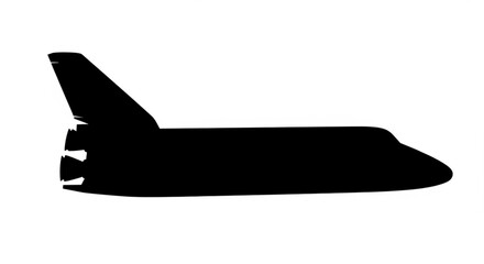 Silhouette of an airplane flying through the sky viewed from the side profile