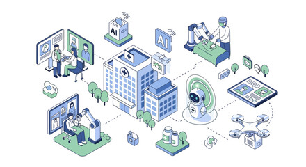 Medical professionals working together in a modern healthcare facility.