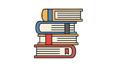 Stack of colorful books reading education isolated on a transparent background