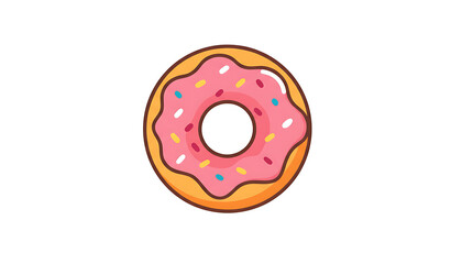 Pink frosted donut with colorful sprinkles isolated on a transparent background