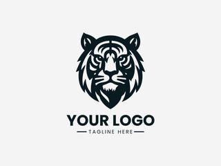 Tiger Badge black vector logo illustration