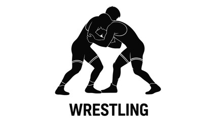 Two wrestlers engaged in a fierce competition on a wrestling mat. isolated on white background, Vector
