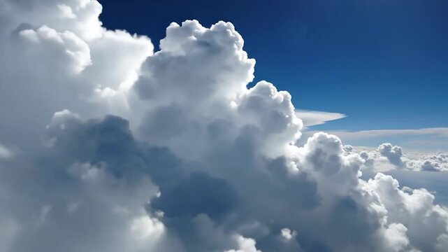 Beautiful f white clouds float gracefully across a vibrant blue sky