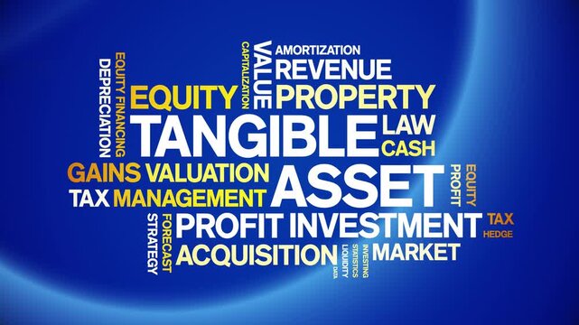Tangible Asset animated word cloud-text design animation tag kinetic typography seamless loop.