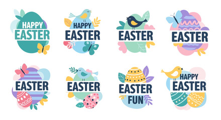 Obraz premium Easter Egg Graphics with Happy Easter Text.