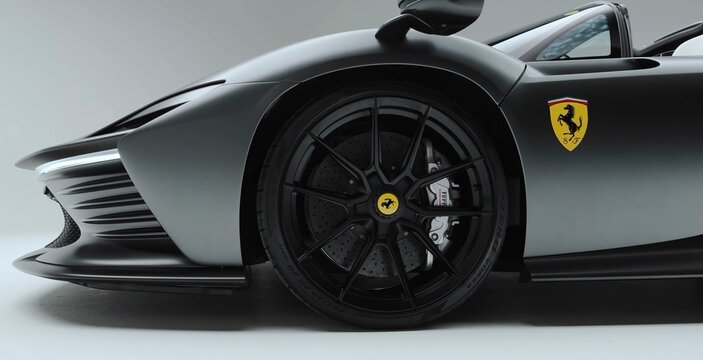 Ferrari Daytona SP3, super, sports car, legend black and white car