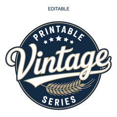 Vintage Series Emblem with Wheat Stalks and Stars badge