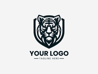 Tiger Badge black vector logo illustration