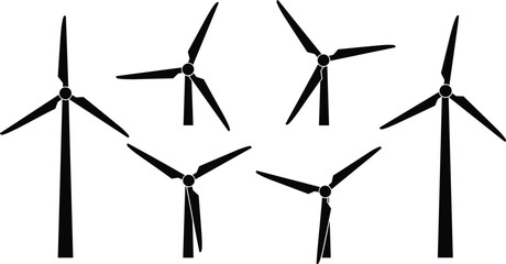 Wind Turbines Silhouette Collection on White Background untitled © MAMUN