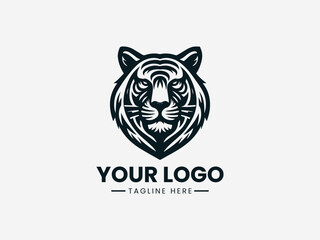 Tiger Badge black vector logo illustration