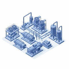 Industrial Plant Machinery and Equipment Isometric View. © JOKO