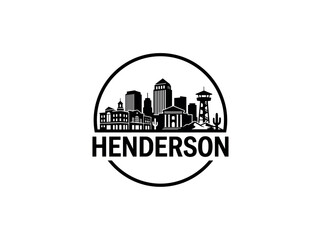 Henderson city of United States skyline emblem with landmarks