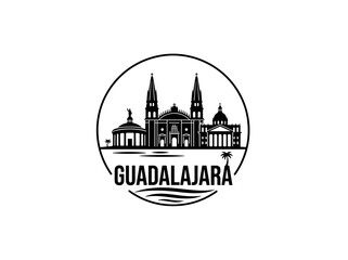 Obraz premium Guadalajara city of Mexico skyline emblem with landmarks