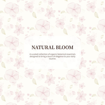 우아한 라인드로잉 꽃 일러스트 심리스 패턴 배경