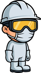 Obraz premium Safety Worker Wearing Full Personal Protective Equipment