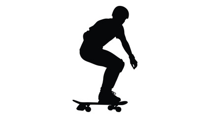 Silhouette of a person performing a trick on a skateboard against a white background isolated on white background, Vector © SILHUETTECHEMBER