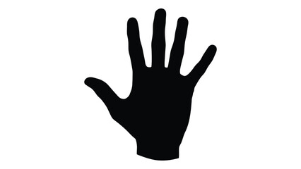 Fototapeta premium A black and white silhouette of an open hand with fingers spread apart isolated on white background, Vector