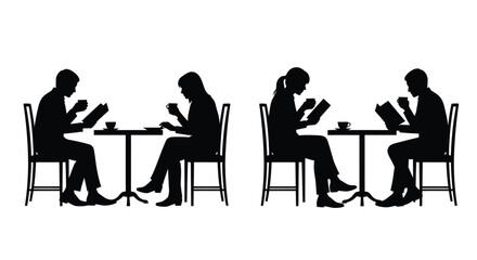 Business meeting silhouettes at table discussion