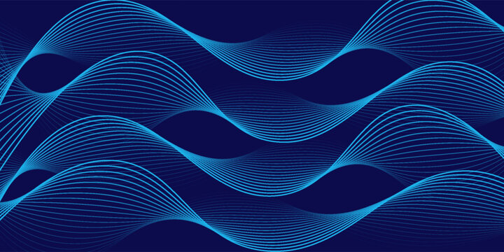 Abstract blue background with glowing curved lines. Shiny blue swirl curve lines design. Spiral lines. Geometric oval pattern. Futuristic technology concept. Vector illustration