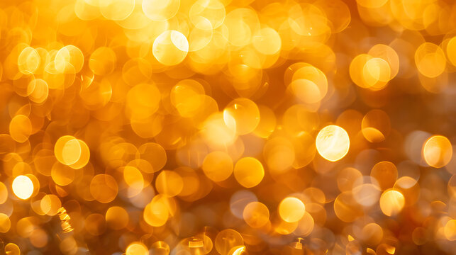 Golden Bokeh Lights: Abstract Background with Warm, Blurred Circles for Festive Designs