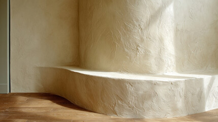 Stair Curved White Plaster Wall