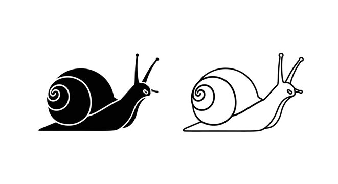 Two snails cartoon illustration, minimalist snail drawing, simple snail art Vector