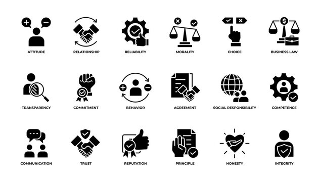 Business Ethic icon set collection vector illustration glyph