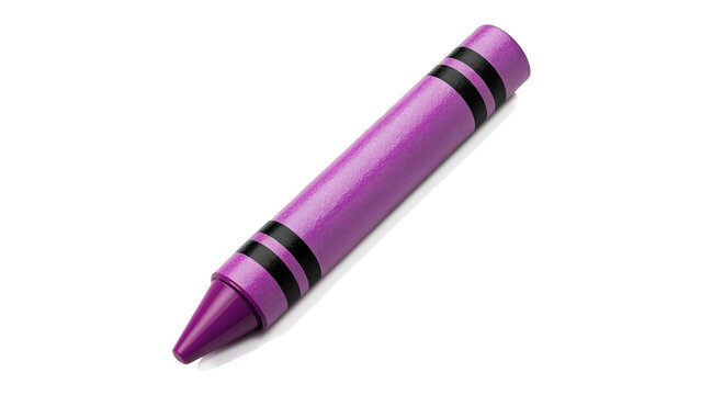 Purple crayon isolated on transparent background cut out