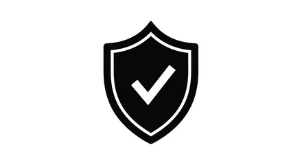 Black shield with a white checkmark a security symbol silhouette