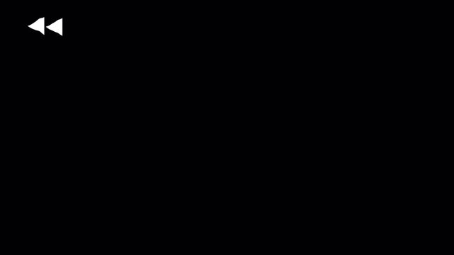 VHS rewind animation rewind VHS video tape screen on black background. REW VHS with Distortion Noise. 4K animation