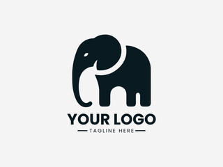 Light Elephant black vector logo illustration
