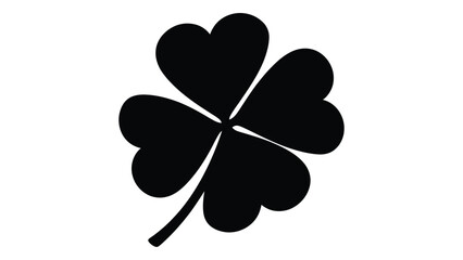 A detailed illustration of a four-leaf clover with a prominent stem. isolated on white background, Vector