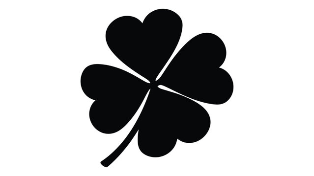 A detailed illustration of a four-leaf clover with a prominent stem. isolated on white background, Vector